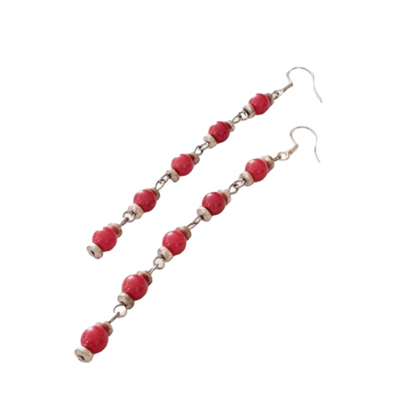 GENERICO - Aros en piedra natural de Coral Rojo