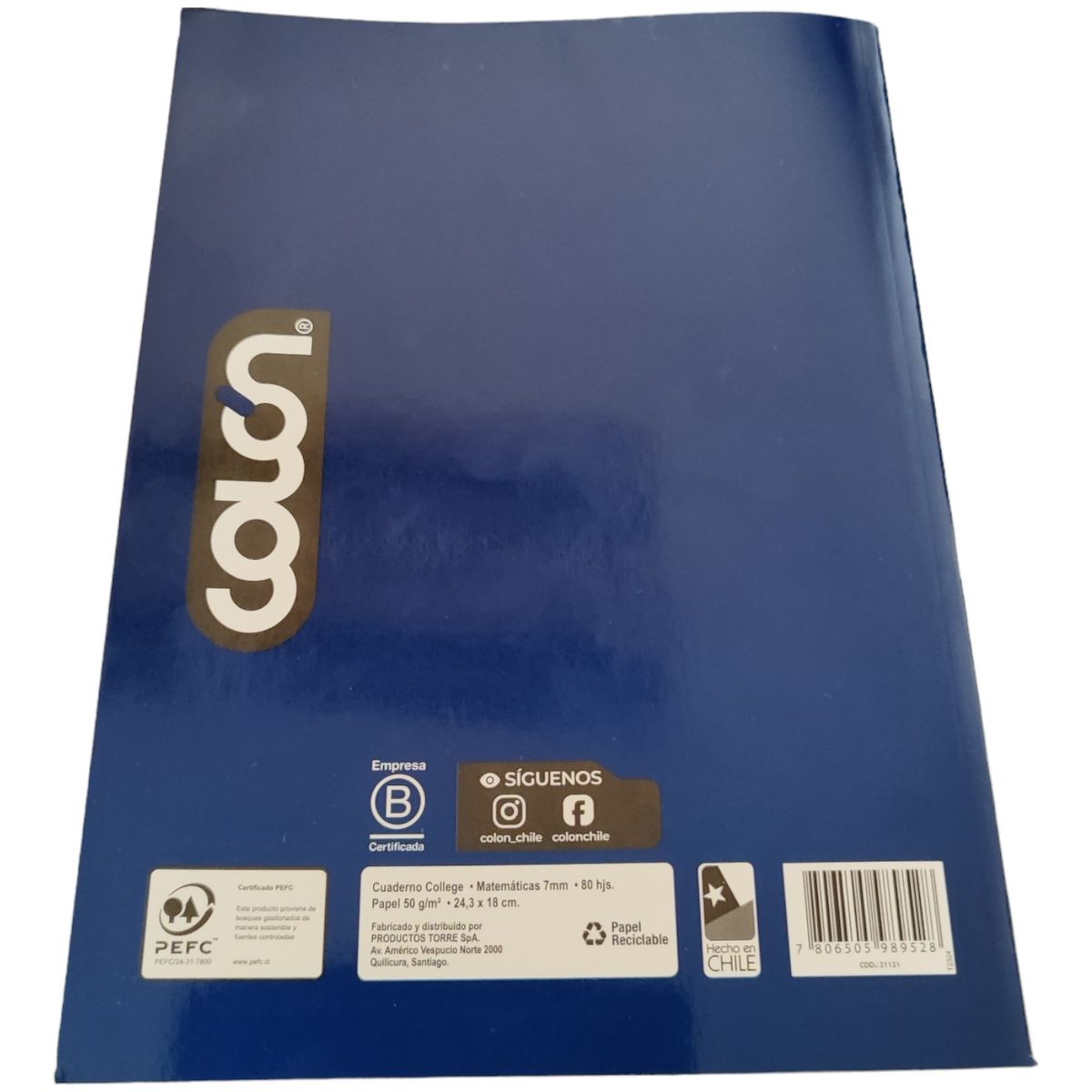 COLON - Cuaderno College 7mm 80 Hjs. Colon Azul Unidad.