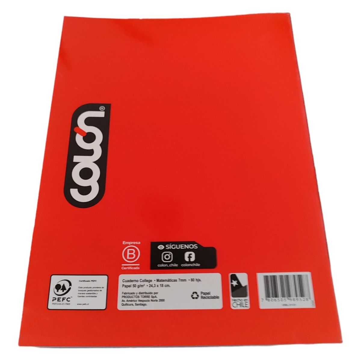 COLON - Cuaderno College 7mm 80 Hjs. Colon Rojo Unidad