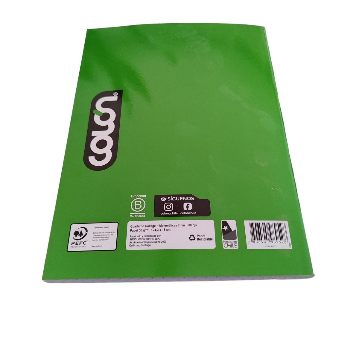 COLON - Cuaderno College 7mm 80 Hjs. Colon Verde Unidad.
