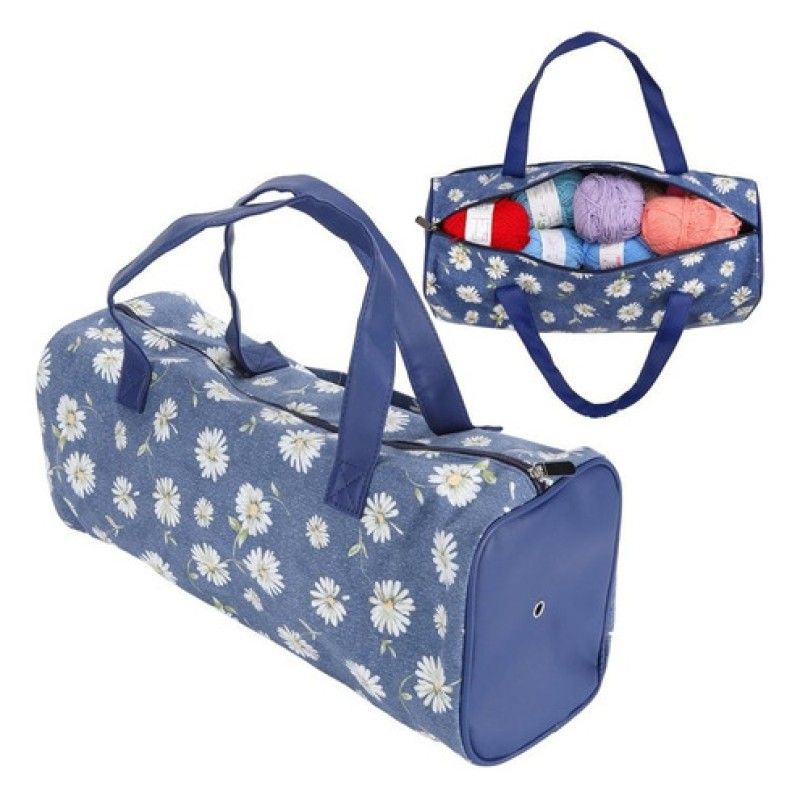 GENERICO - Bolso Organizador Tejido Lanas Palillos Y Crochet Flores