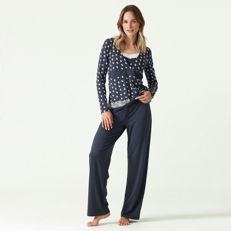 BARBIZON - Pijama de Mujer Flower Azul