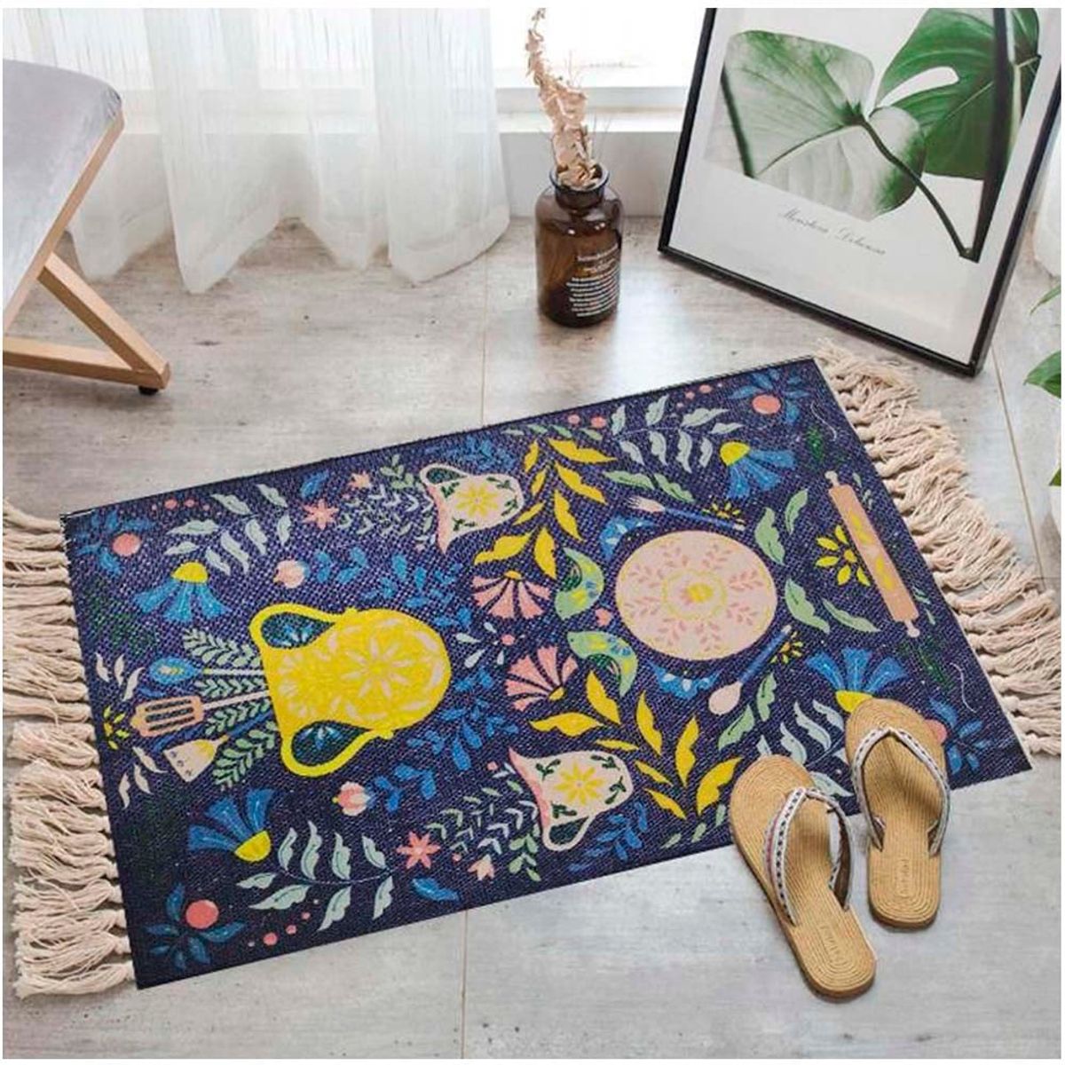 GENERICO - Bajada de cama Kilim de estilo etnico 60x90 cm.