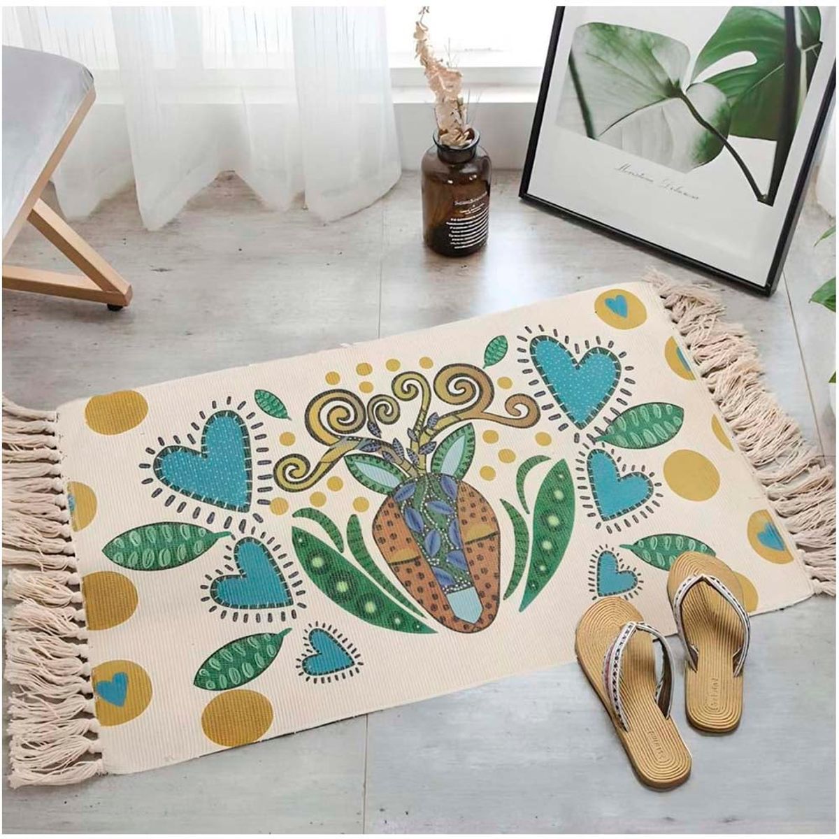 GENERICO - Bajada de cama Kilim de estilo etnico 60x90 cm 04.