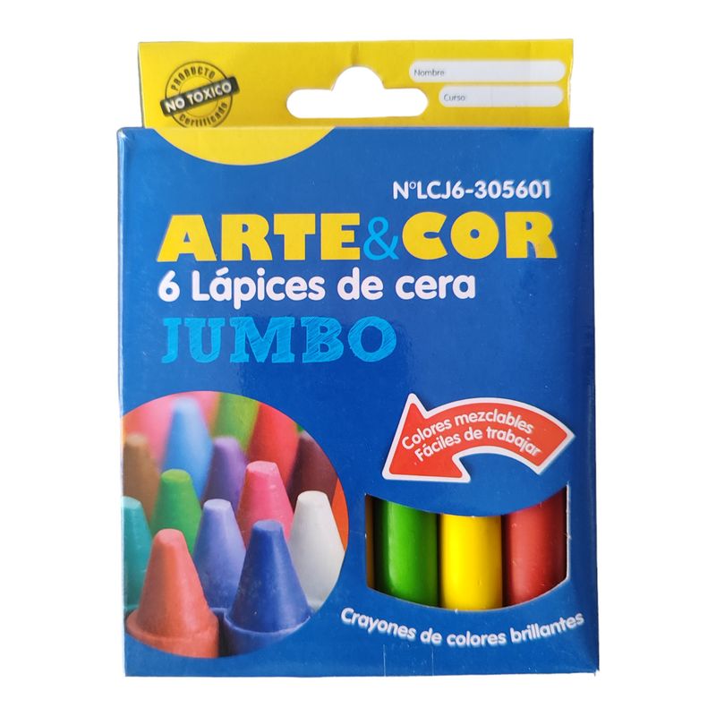 GENERICO - Lapiz Cera Jumbo Caja 6 Colores Artecor