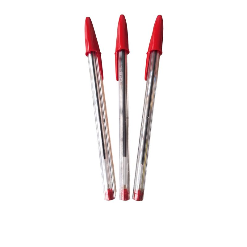 GENERICO - Lapiz Pasta Rojo Bic Cristal Pack 3 Unidades