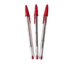 GENERICO - Lapiz Pasta Rojo Bic Cristal Pack 3 Unidades