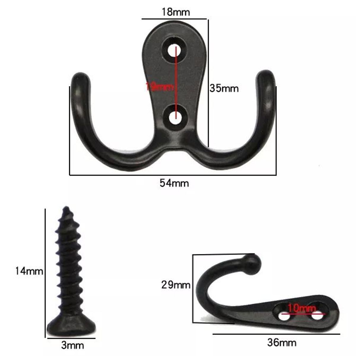 KUANGYE - 20 Piezas Ganchos Perchero Acero Inox Doble Colgador Pared