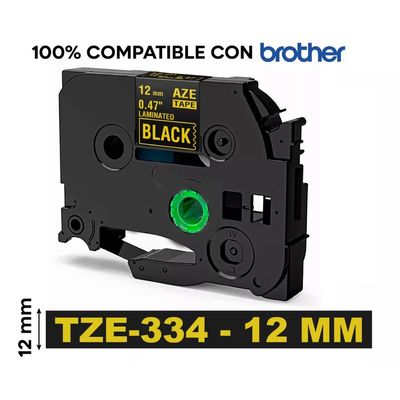 Imagen 2 del producto Cinta Tze-334 Brother Alternativa 12mmx8m Dorado Sobre Negro
