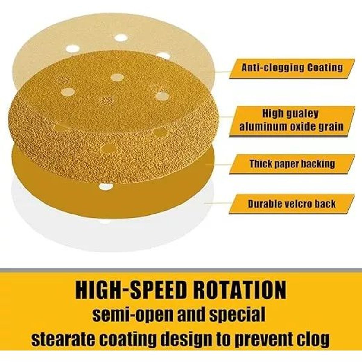 KUANGYE - Disco Lija Con Velcro Lijadora 225mm Grano 100 10 Unidades