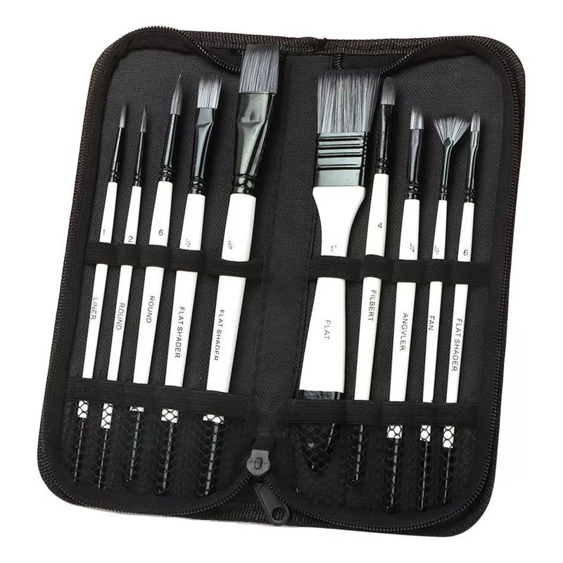 KUANGYE - Set Pinceles 10 + Bolso Profesionales Óleo Acuarela Acrílico