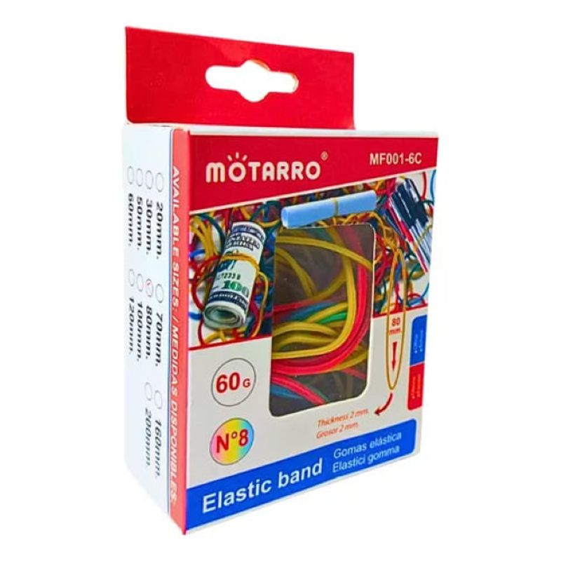 MOTARRO - Elásticos De Goma De Colores De 80 mm X 60 g (ligas)