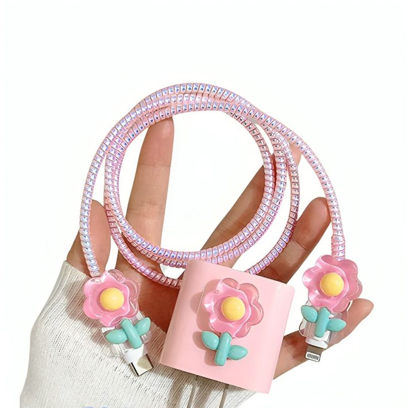 OEM - Protector Cable Flor Rosado