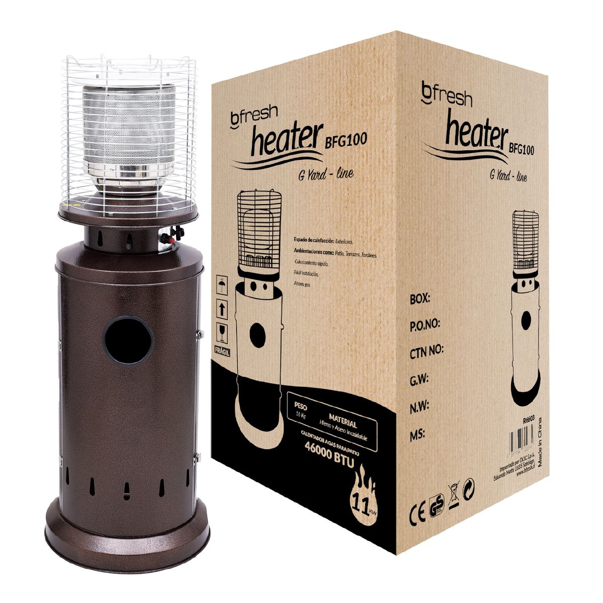 B FRESH - Estufa De Patio A Gas 11kg Terrazas o Jardín Exterior Bfresh…