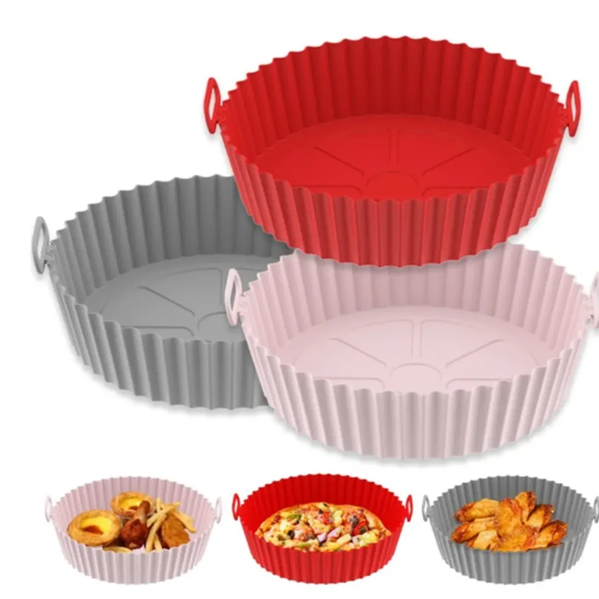 GENERICO - Olla De Silicona Para Freidora De Aire-ROJO