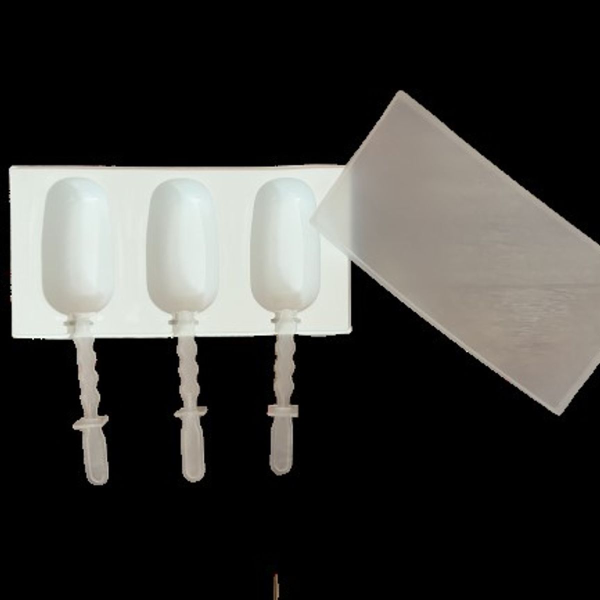 GENERICO - 2 Moldes De Silicona 3 Cavidades Paleta De Helado Con Tapa