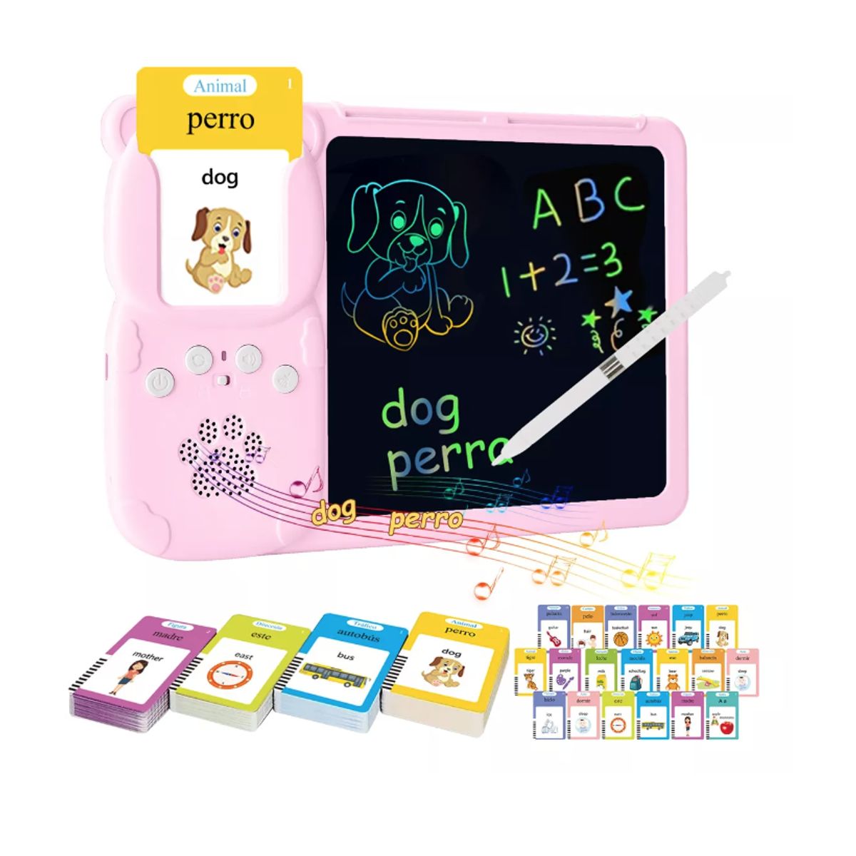 GENERICO - Tablero Didáctico Con 255 Tarjetas Español-inglés Para Niños