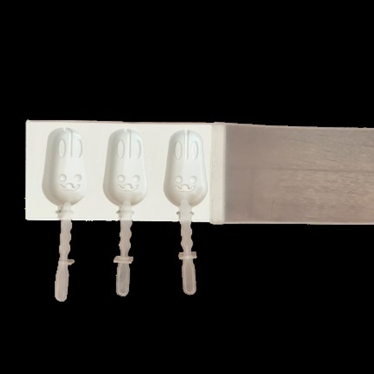 GENERICO - Molde De Silicona 3 Cavidades Paleta De Helado Forma Conejo Con Tapa