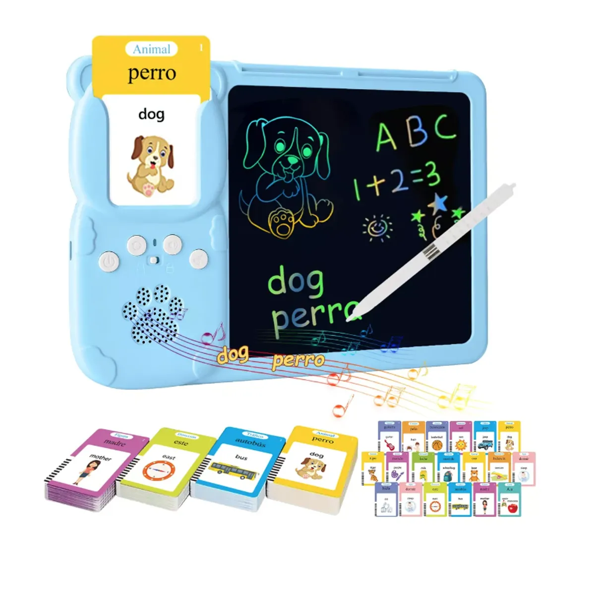 GENERICO - Tablero Didáctico Con 255 Tarjetas Español-inglés Para Niños