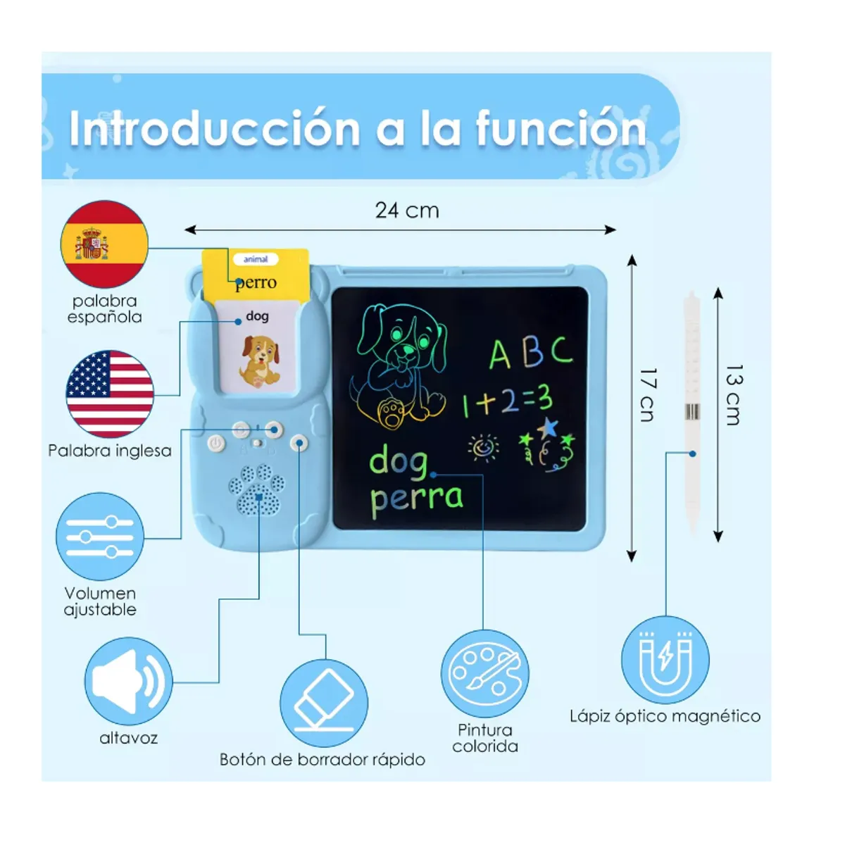GENERICO - Tablero Didáctico Con 255 Tarjetas Español-inglés Para Niños
