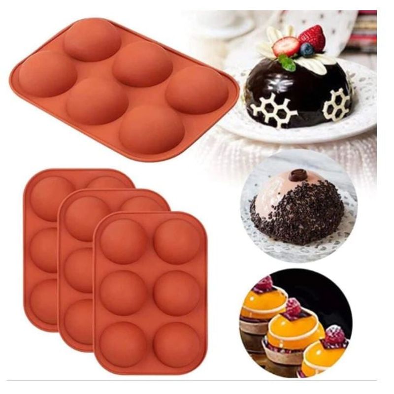 GENERICO - Molde Silicona 6 Cavidades Media Esfera, Galleta, Chocolate, Jabones