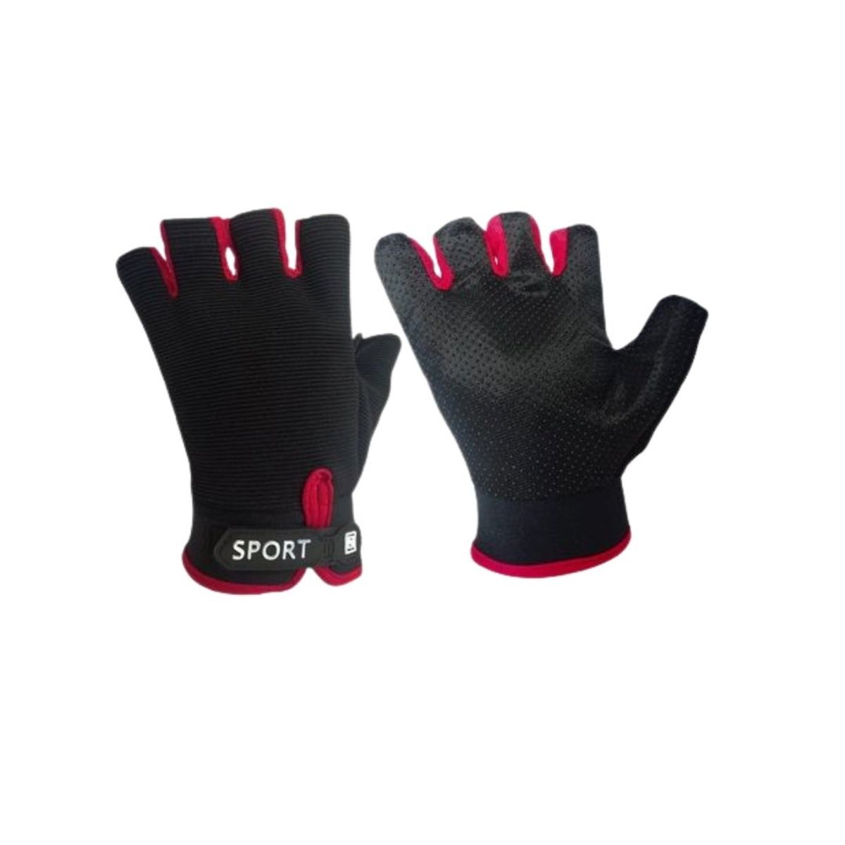 GENERICO - Guantes Entrenamiento Pesas Proteccion NegroRojo