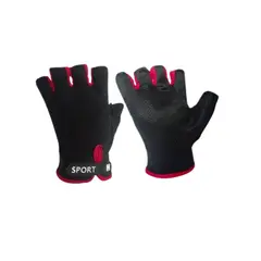 GENERICO - Guantes Entrenamiento Pesas Proteccion NegroRojo
