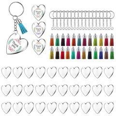 GENERICO - Set 90pcs Llaveros Acrílicos Corazón Con Argollas Y Borlas