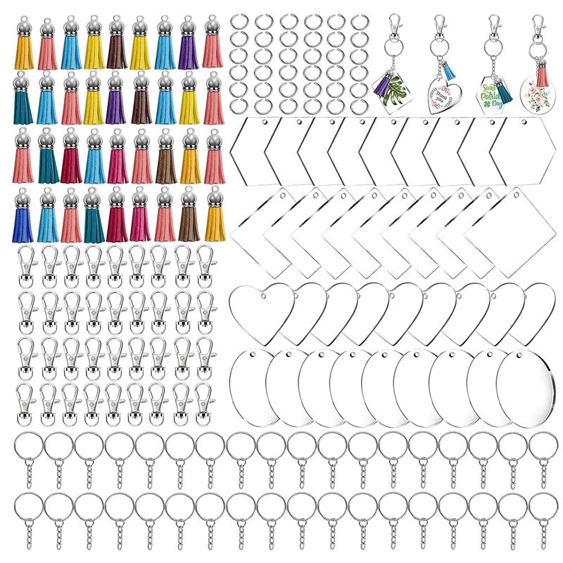 GENERICO - Set 200pcs Llaveros Acrílicos Con Argolla Borla Y Mosquetón