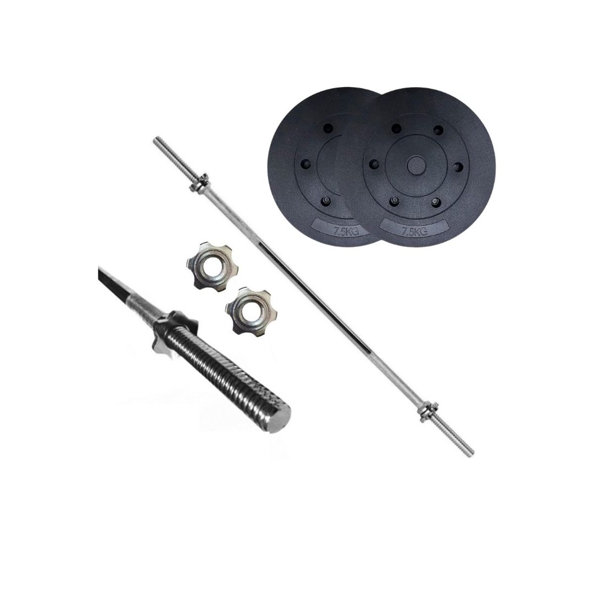 GENERICO - Set Barra 1.2 Mts Con 2 Discos PVC 7.5kg C/u Total 15 Kg