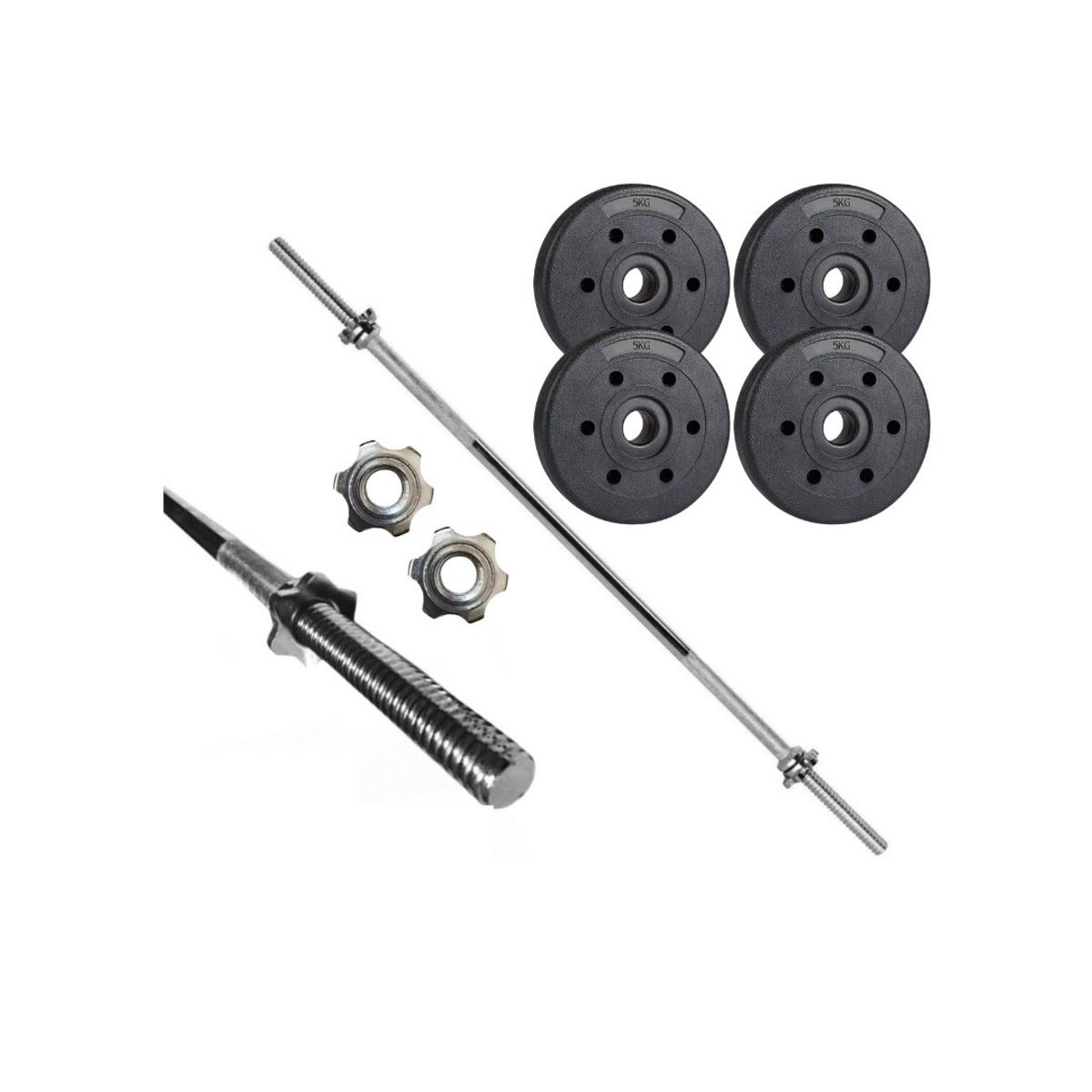 GENERICO - Set Barra 1.2 Mts Con 4 Discos PVC 5kg C/u Total 20 Kg