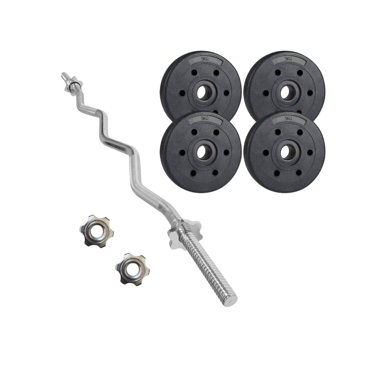 GENERICO - Set Barra Tipo Z Con 4 Discos PVC 5kg C/u Total 20 Kg