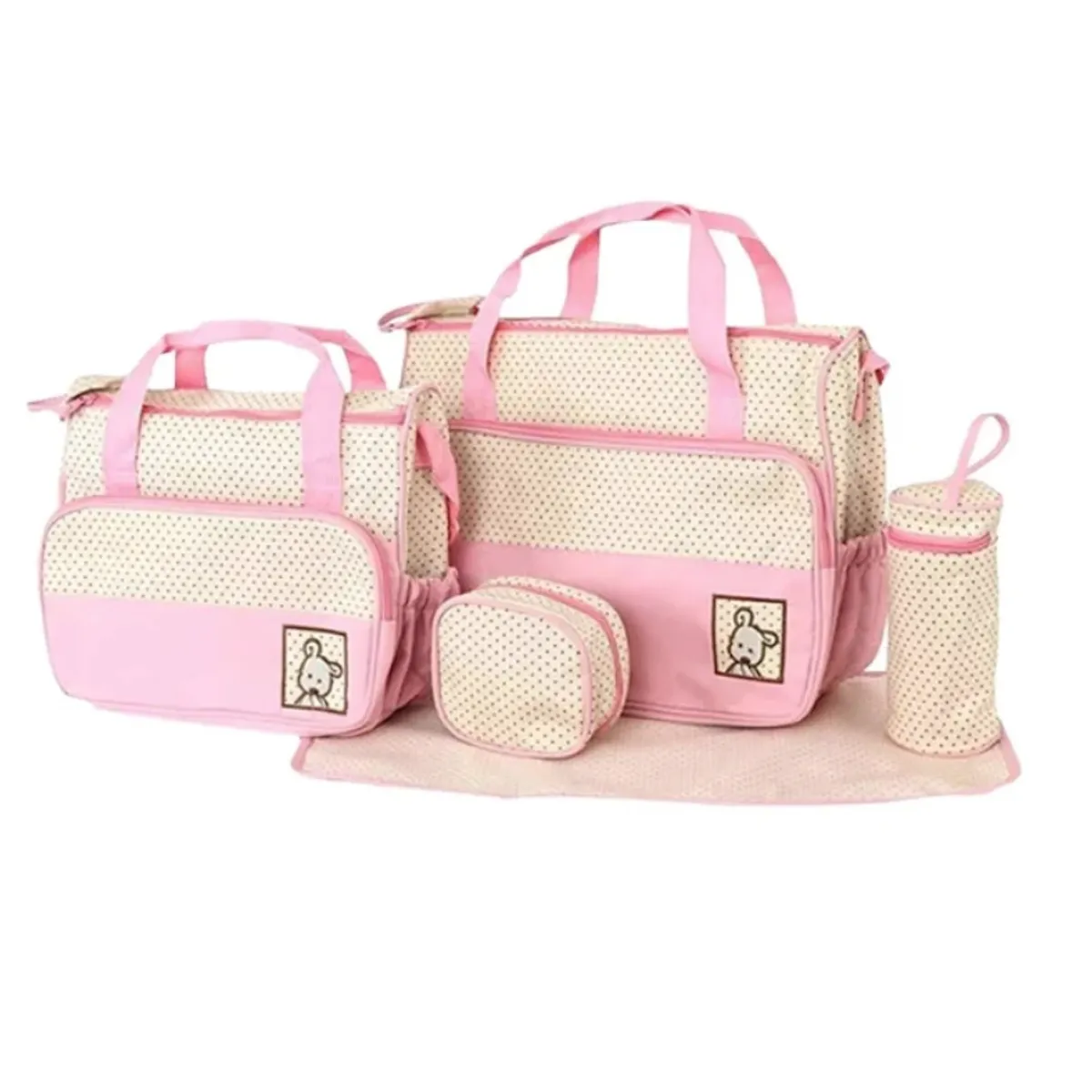GENERICO - Bolso Maternal 5 Piezas Mudador Roasado