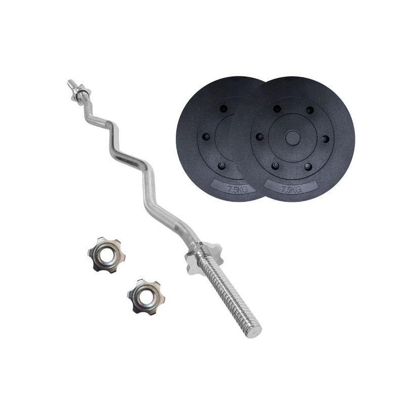 GENERICO - Set Barra Tipo Z Con 2 Discos PVC 7.5kg C/u Total 15 Kg