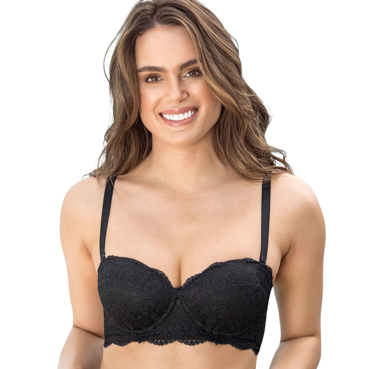 LEONISA - Sostén balconet de realce alto con máximo cubrimiento de espalda Special Fit 011877 Negro