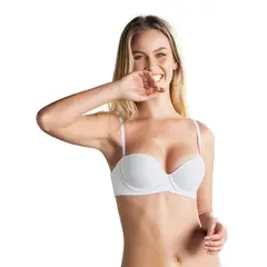 LEONISA - Sostén Strapless de Doble Realce que Aumenta dos Tallas de Copa 011843 Blanco