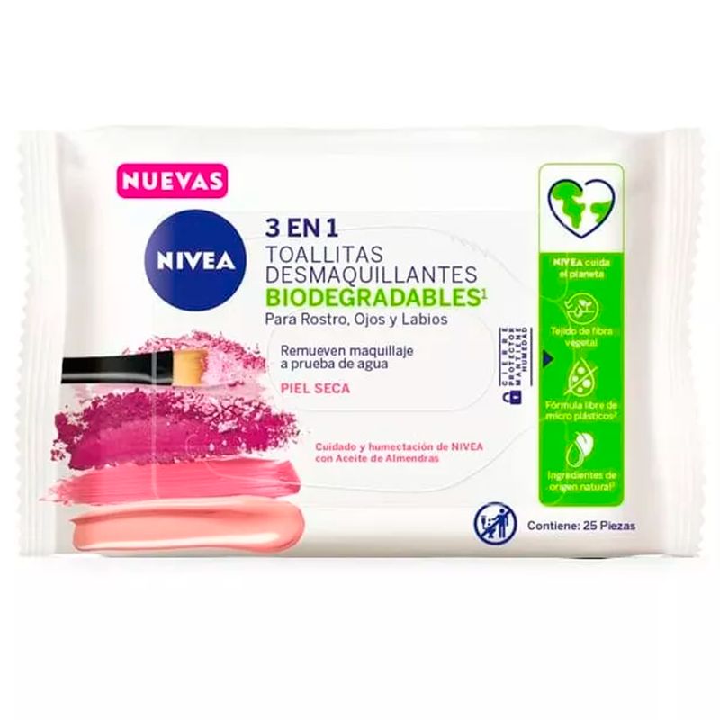 NIVEA - Toallitas Desmaquillantes 3 en 1 Piel Seca 25u Nivea