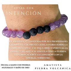 GENERICO - Pulsera con Amatista y piedra volcánica