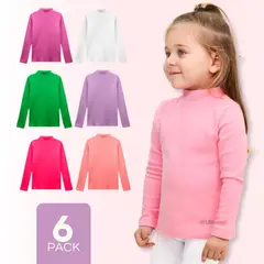 UTILISIMO - Pack 6 Camisetas Beatle 100% Polar Primera Capa Poleras Niña