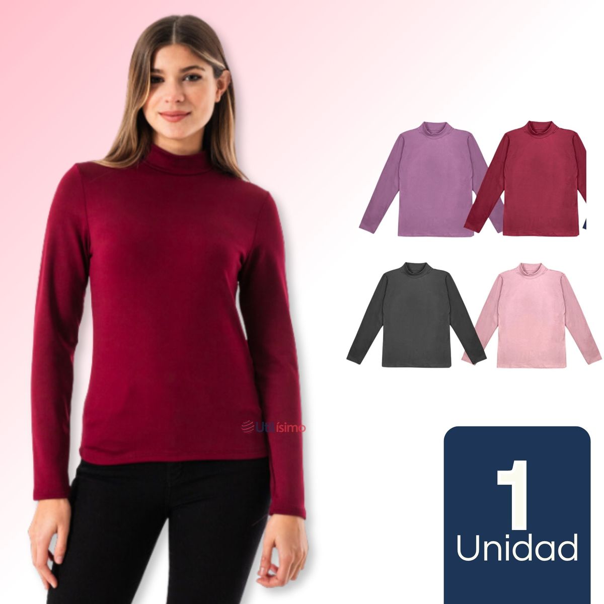 UTILISIMO - Pack 1 Camiseta Beatle Mujer Manga Larga Polar