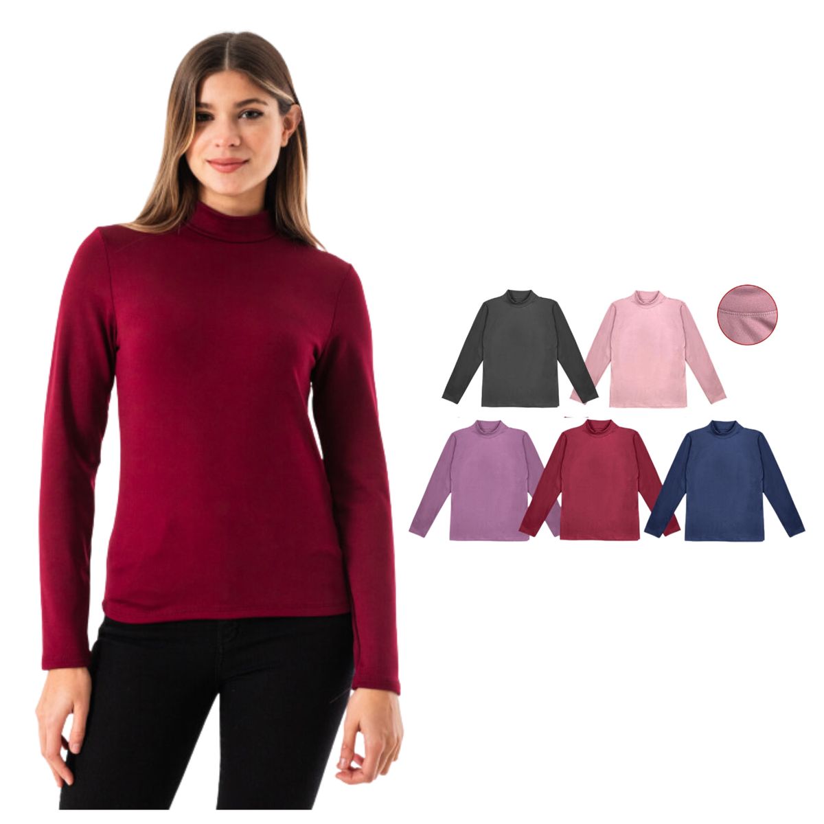 UTILISIMO - Pack 6 Camisetas Beatle Mujer Manga Larga Polar