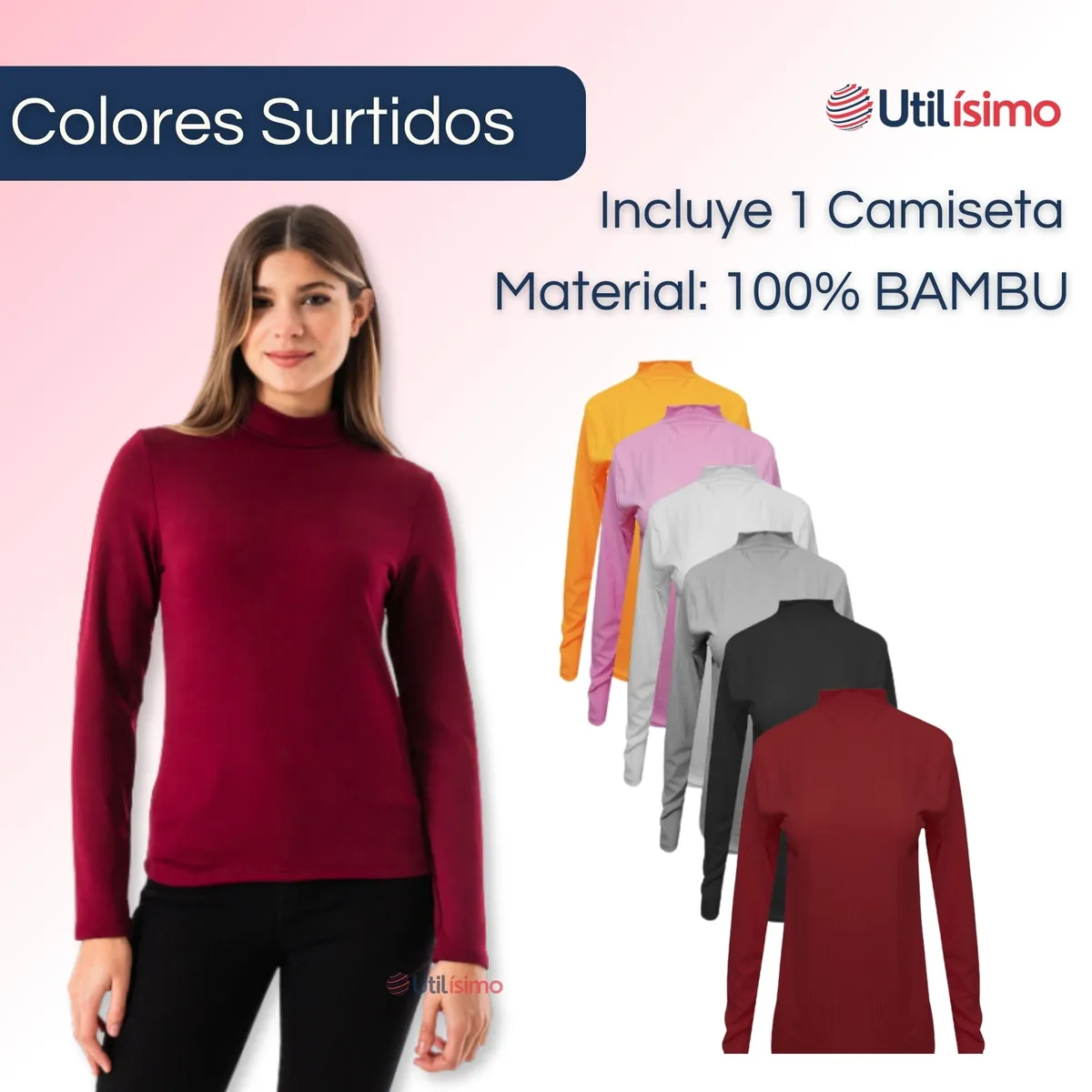 UTILISIMO - Camiseta De Mujer Bambú Manga Larga Beatle