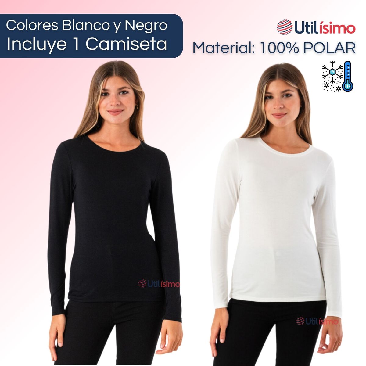 UTILISIMO - Pack 1 Camiseta Mujer Manga Larga Primera Capa Polar