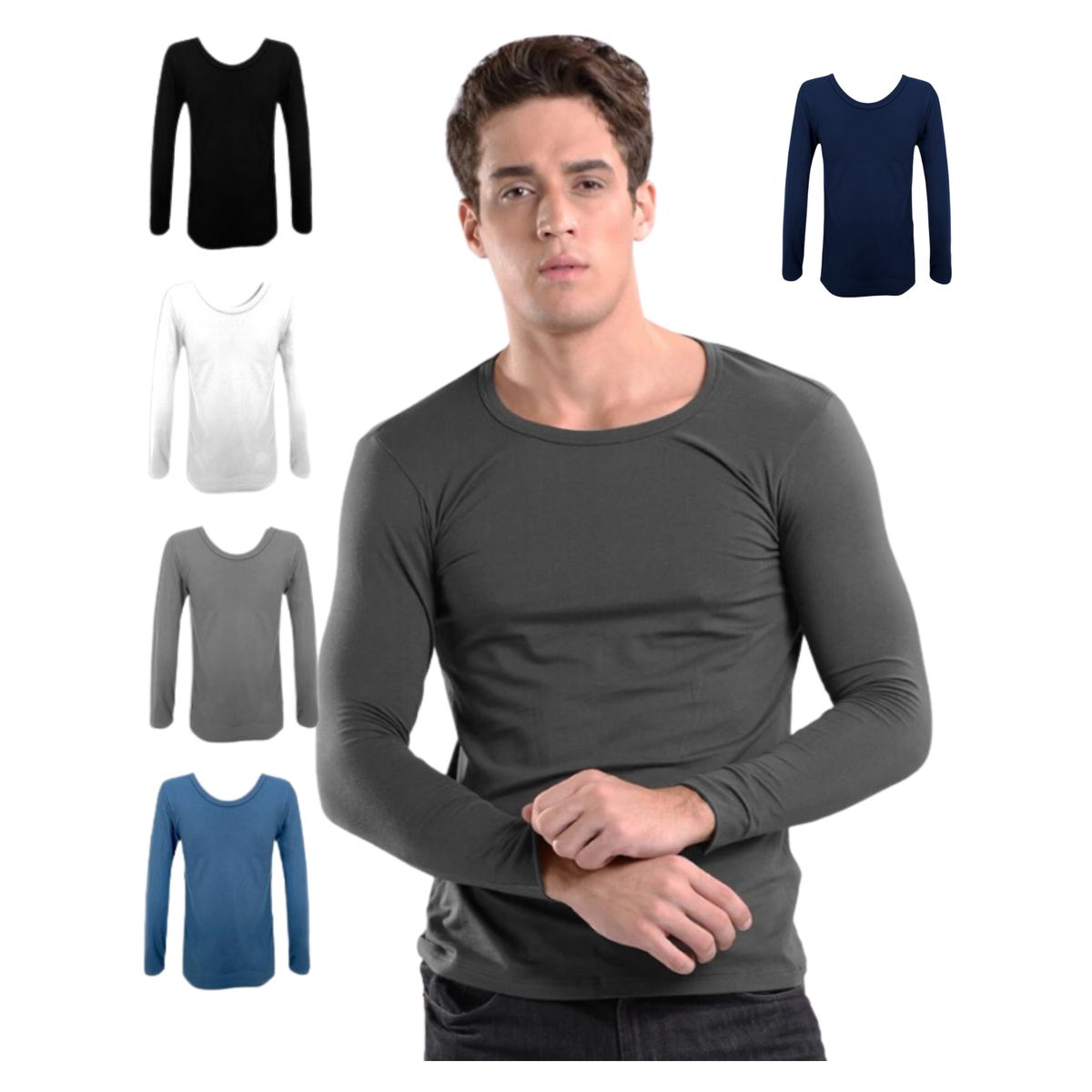 UTILISIMO - Pack 4 Camisetas Hombre Manga Larga Bambú