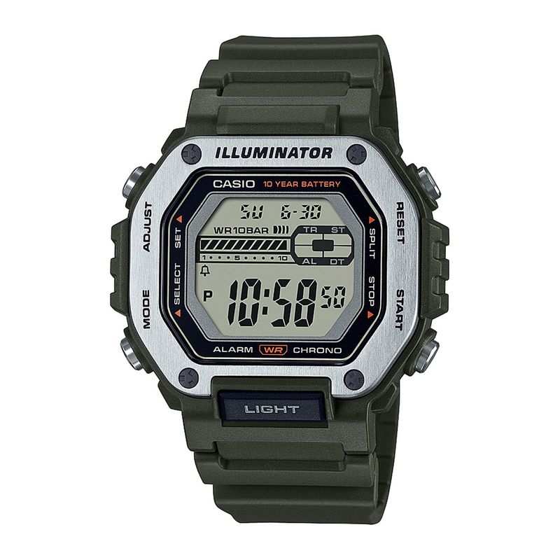 CASIO - Reloj CASIO MWD-110H-3AVDF Resina/Acero Hombre Plateado/Verde