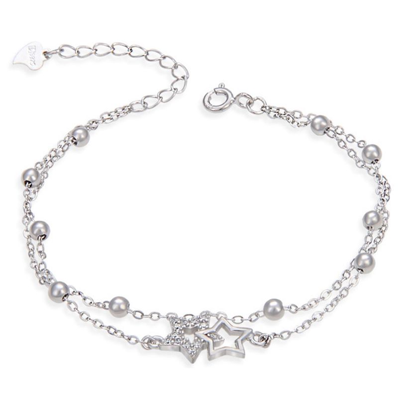 GENERICO - Pulsera Plata Fina 925 Cuentas Estrellas Mujer Regalo Joyas
