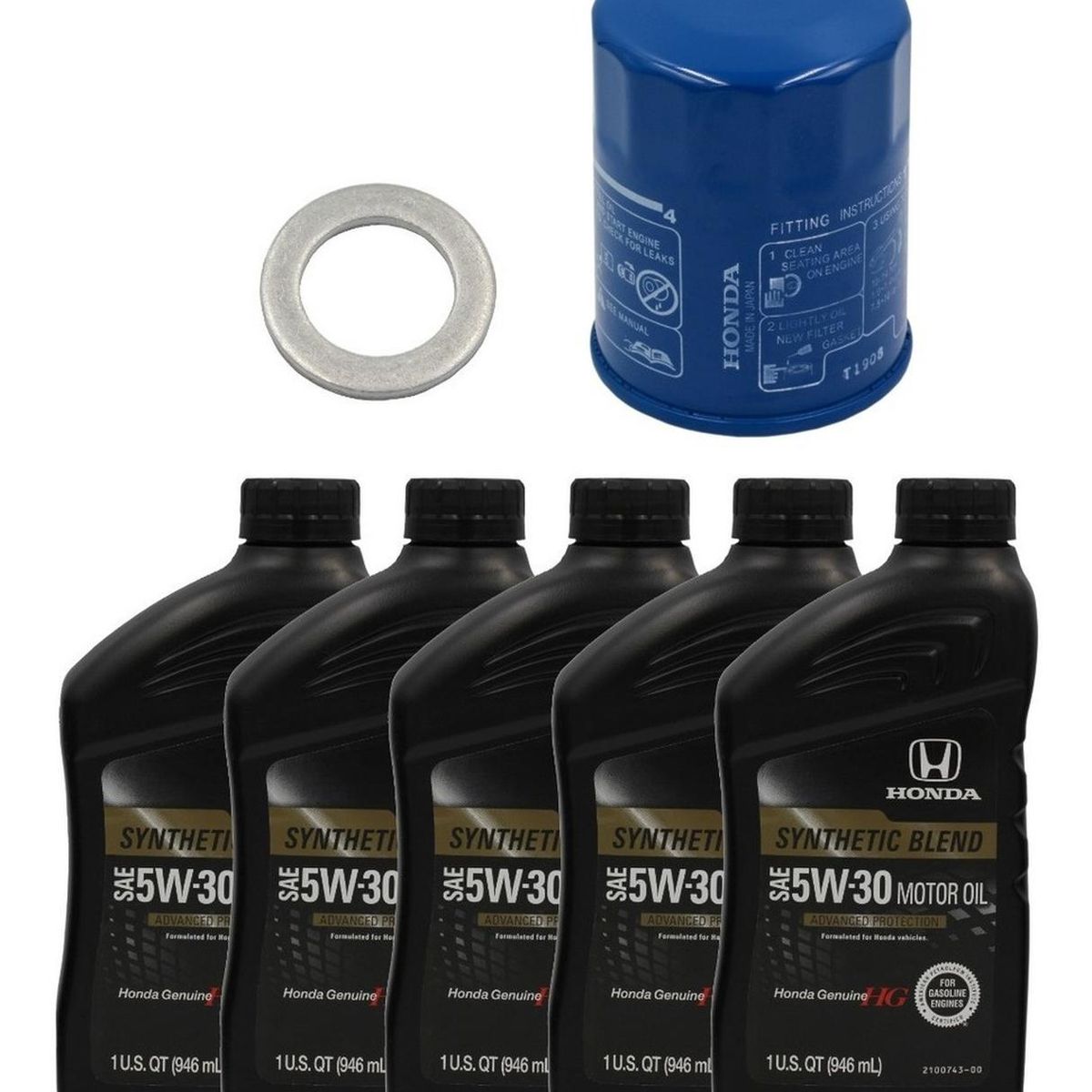 HONDA - Pack Filtro Aceite + Golilla + 5 Aceites 5w30 Honda Original