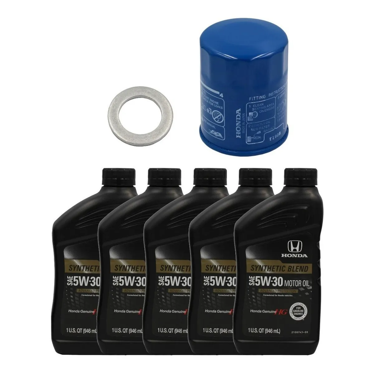 HONDA - Pack Filtro Aceite + Golilla + 5 Aceites 5w30 Honda Original