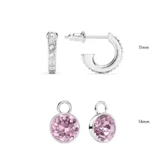 BLOOM CRYSTAL - Aros Argollas Con Dije Bella De Cristal