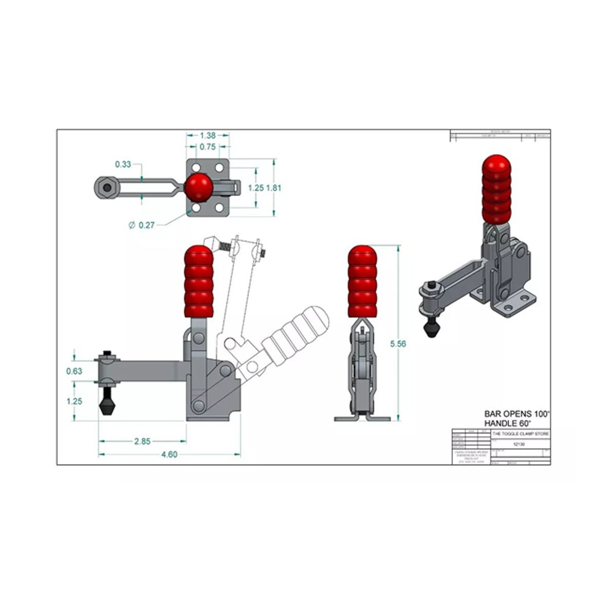 Pack 6 Clamp Presión Vertical Gh-12130 227kg Tirador Rápido, marca GENERICO - Foto Principal